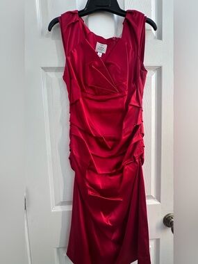 Suzi Chin Satin Ruched Prom Dress - Red size 8